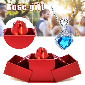 Rose Bijuterii Cutie de Depozitare Elegant de Cristal Pandantiv Colier Romantic Cadou de Ziua Îndrăgostiților pentru Femei Fete PR Vânzare