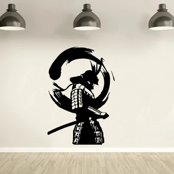 Războinic Japonez Enso Zen Cerc Samurai Din Asia De Vinil Decalcomanii De Perete Amovibil Autoadezive, Filmul De Transfer De Perete Sticker Mural