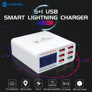 SS-304Q 6 Porturi USB Quick Charge 3.0 Display Digital Rapid Dispozitiv de Încărcare pentru iPhone Andorid iPad Comprimat, Încărcător Rapid