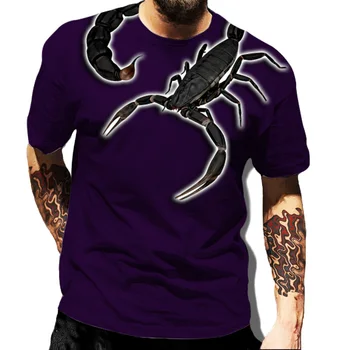 Scorpion Model de T-shirt Pentru Bărbați Vară Otravă Grafic 3D de Imprimare Tricouri culoare Gri Sport tricouri Femei/Bărbați Noutate Hip Hop Topuri