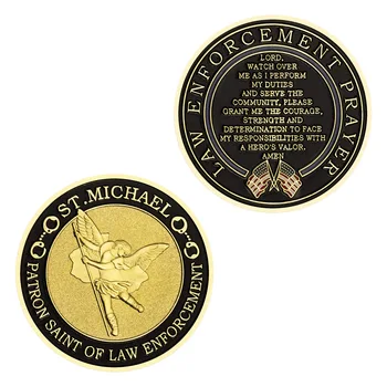 St. Michael Patron de Aplicare a Legii Placat cu Aur-Moneda cu Eroul lui Valor Rugăciune