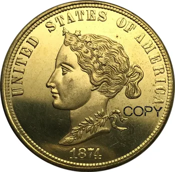 Statele Unite Ale Americii Monedă De Aur 1874 Bickford Vultur 10 Zece Dolari Din Metal Alama Copia Monede