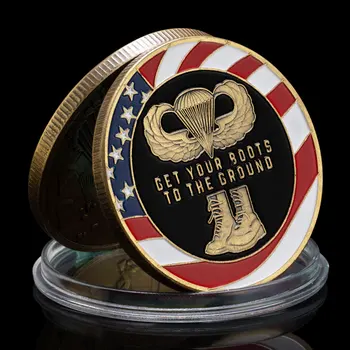 Statele unite ale americii 82nd Airborne Division Suveniruri Monede de Bronz Placat cu Moneda Cizme La Pământ Moneda de Colectie