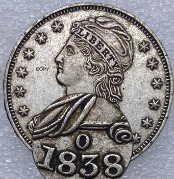 Statele unite ale americii ½ Dolar Capped Bust Half Dollar 1838 O Monedă de cupru si nichel Placat cu Argint Copia Fisei