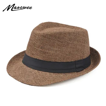 Stil De Moda De Jazz Capac Panama Pălărie De Soare De Agrement Bărbați Plaja Pălărie De Vară De Moda Paie Pălărie Găleată De Jazz Fedora Vizor Capac