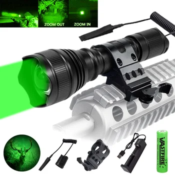 Tactic Alb/Rosu/Verde LED-uri Lanterna de Vanatoare de Încărcare USB Lampă cu Aplicare de Montare Armă Ușoare de Echipament Tactic