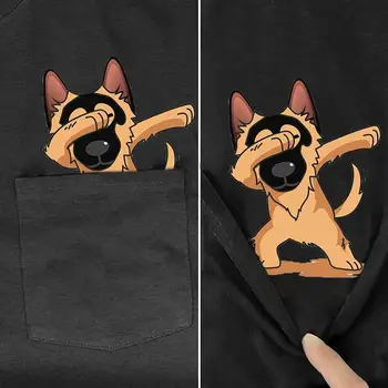 Tessffel NewFashion Film Animal Pisică Câine de Buzunar tricou Amuzant Harajuku Bărbați/Femei Casual de Vara de Bumbac Tee Short sleeve Shirt D2