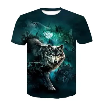 Vara 3D Stil Rece teen wolf Bărbați t-shirt Interesant Animal graphic t shirt Personalitate Hip Hop Print cu maneci scurte t-shirt