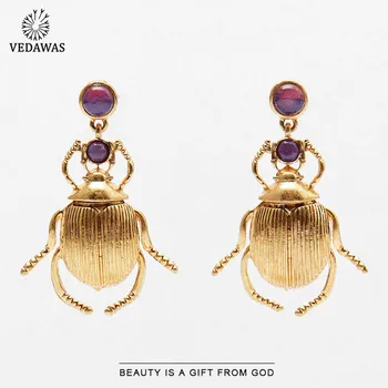 Vedawas Moda Beetle Cercei pentru Femei Punk Simplu Animal Geometrice Picătură Cercei Accesorii Bijuterii Cadouri de Nunta en-Gros