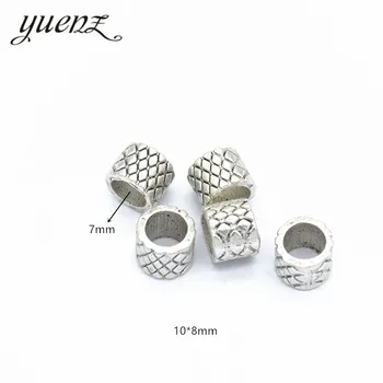 YuenZ 10buc DIY Rotund reseau Farmecele Pentru a Face Bijuterii Argint Antic culoare Gaură Mare Distanțiere Margele Farmec 10*8mm R35
