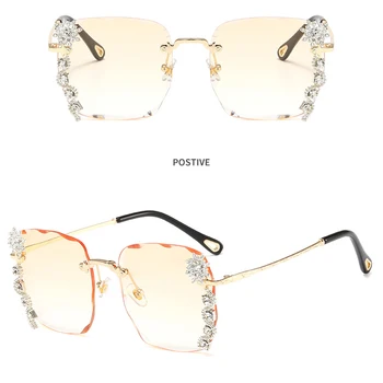 ochelari de soare femei nou fashon Vinage Sqaure de lux ochelari fără ramă rhinesotne Shades ochelari de soare Pentru Femei de Vara oculos