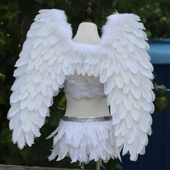 Înger alb costum de pene aripi de înger +sutien+ fuste set complet Club de noapte cântăreț dansator de performanță Rol costum